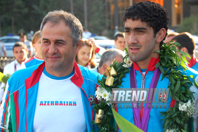 Azerbaijani sportsmen - participants of XXX Summer Olympic Games in London have returned to their homeland. Baku, Azerbaijan, Aug.15, 2012