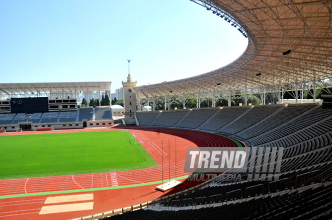 Tofiq Bəhramov adına Respublika Stadionu əsaslı təmir və yenidənqurmadan sonra. Bakı, Azərbaycan, 17 avqust 2012