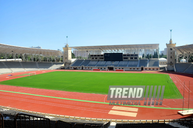 Tofiq Bəhramov adına Respublika Stadionu əsaslı təmir və yenidənqurmadan sonra. Bakı, Azərbaycan, 17 avqust 2012