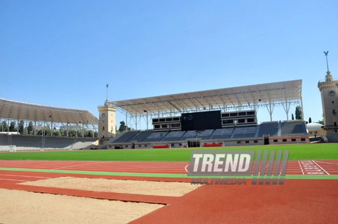 Tofiq Bəhramov adına Respublika Stadionu əsaslı təmir və yenidənqurmadan sonra. Bakı, Azərbaycan, 17 avqust 2012