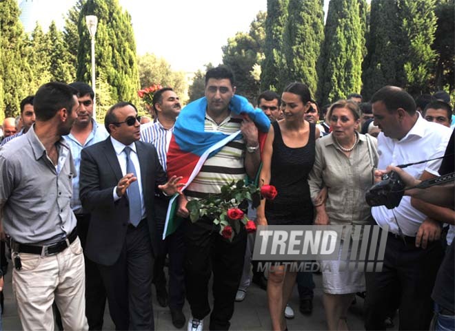 Officer Ramil Safarov convicted in Hungary returns to Azerbaijan. Baku, Azerbaijan, Aug.31, 2012