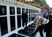 Ramil Safarov visits Alley of Honour and Alley of Martyrs. Baku, Azerbaijan, Aug.31, 2012