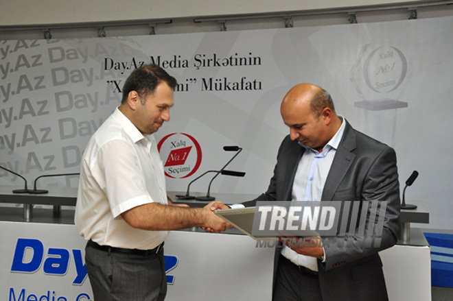 Day.Az media company awards winners with "People's Choice" premium. Baku, Azerbaijan, Sep.04, 2012 