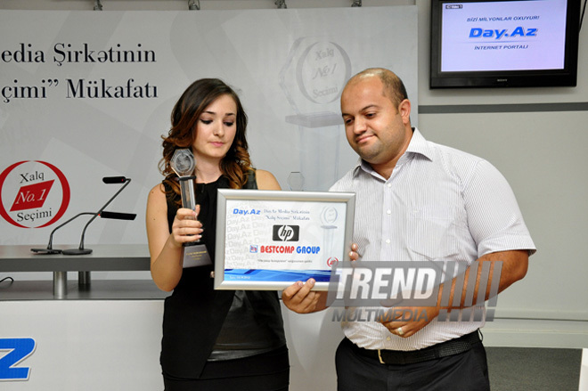 Day.Az media company awards winners with "People's Choice" premium. Baku, Azerbaijan, Sep.04, 2012 