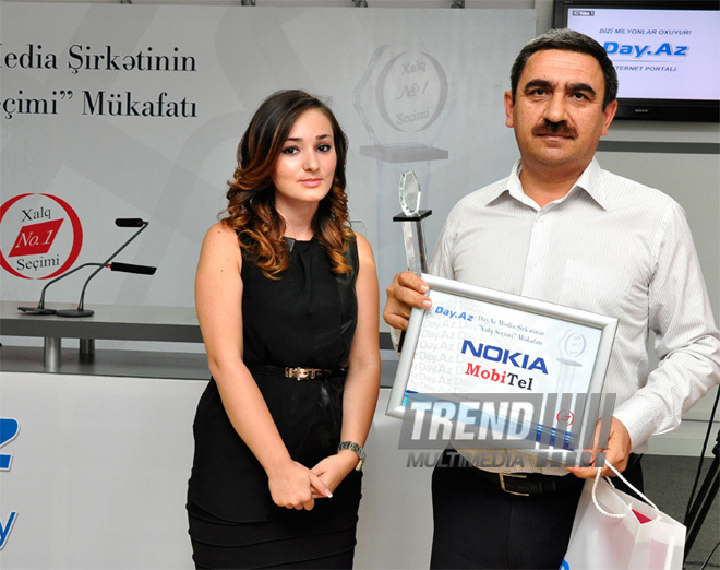 Day.Az media company awards winners with "People's Choice" premium. Baku, Azerbaijan, Sep.04, 2012 