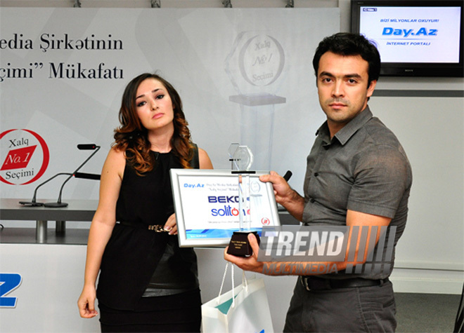 Day.Az media company awards winners with "People's Choice" premium. Baku, Azerbaijan, Sep.04, 2012 