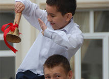 Joy of first graders, Baku, Azerbaijan, Sept.15, 2012