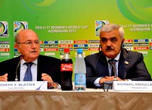 FIFA U-17 qadınlararası dünya çempionatı Azərbaycan 2012-nin açılışı ilə bağlı mətbuat konfransı. Bakı, Azərbaycan, 21 sentyabr 2012