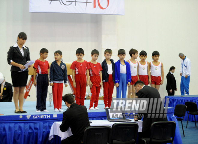 Combined competition in gymnastics, acrobatics and tumbling. Baku, Azerbaijan, Dec.22, 2012