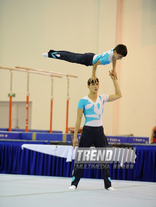 İdman gimnastikası, akrobatika və tamblinq üzrə birgə yarışlar başa çatıb. Bakı, Azərbaycan, 23 dekabr 2012