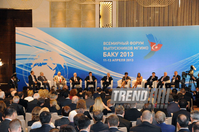 The first World Forum of MGIMO Alumni is being held in Azerbaijan. Baku, Azerbaijan, Apr.12, 2013
