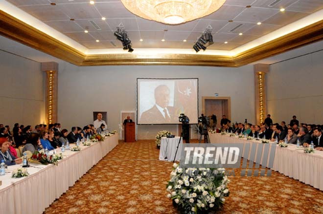 Presentation of the book "Heydar Aliyev's scientific heritage". Baku, Azerbaijan, Apr.24, 2013