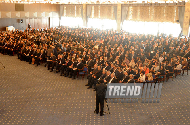 The conference entitled "Azerbaijan's national leader Heydar Aliyev's policy related to the Armenian-Azerbaijani Nagorno-Karabakh conflict, care for refugees and IDPs, and the role of Azerbaijan's government and international humanitarian organizations in solving their soicial problems". Baku, Azerbaijan, Apr.26, 2013