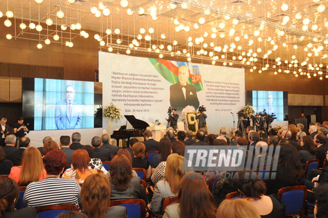 The conference entitled "Azerbaijan's national leader Heydar Aliyev's policy related to the Armenian-Azerbaijani Nagorno-Karabakh conflict, care for refugees and IDPs, and the role of Azerbaijan's government and international humanitarian organizations in solving their soicial problems". Baku, Azerbaijan, Apr.26, 2013