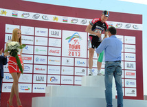 The winner of the first stage of the cycling race, member of the Azerbaijani team Christophe Schweizer. Baku, Azerbaijan, May 01, 2013