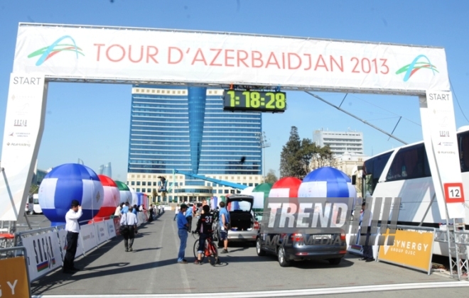 Стартовал пятый этап международного велотура "Tour d`Azerbaidjan", посвященного 90-летнему юбилею Общенационального лидера азербайджанского народа Гейдара Алиева. Баку, Азербайджан, 05 мая 2013