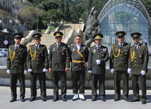 Military parade held in Baku downtown in relation with 90th anniversary of national leader Heydar Aliyev. Baku, Azerbaijan, May 10, 2013