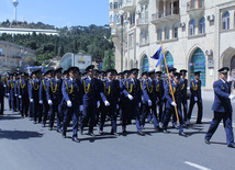 Military parade held in Baku downtown in relation with 90th anniversary of national leader Heydar Aliyev. Baku, Azerbaijan, May 10, 2013