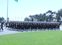 Military parade held in Baku downtown in relation with 90th anniversary of national leader Heydar Aliyev. Baku, Azerbaijan, May 10, 2013