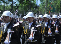 Military parade held in Baku downtown in relation with 90th anniversary of national leader Heydar Aliyev. Baku, Azerbaijan, May 10, 2013