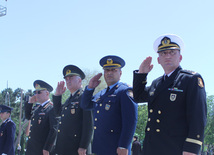 Military parade held in Baku downtown in relation with 90th anniversary of national leader Heydar Aliyev. Baku, Azerbaijan, May 10, 2013