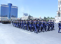 Military parade held in Baku downtown in relation with 90th anniversary of national leader Heydar Aliyev. Baku, Azerbaijan, May 10, 2013