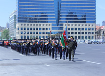 Military parade held in Baku downtown in relation with 90th anniversary of national leader Heydar Aliyev. Baku, Azerbaijan, May 10, 2013