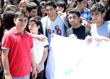 Azerbaijani participant of 'Eurovision' song contest Farid Mammadov laid flowers to the monument of the national leader Heydar Aliyev. Baku, Azerbaijan, May 21, 2013