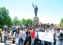 Azerbaijani participant of 'Eurovision' song contest Farid Mammadov laid flowers to the monument of the national leader Heydar Aliyev. Baku, Azerbaijan, May 21, 2013