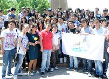 Azerbaijani participant of 'Eurovision' song contest Farid Mammadov laid flowers to the monument of the national leader Heydar Aliyev. Baku, Azerbaijan, May 21, 2013