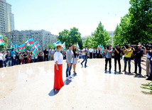 Azerbaijani participant of 'Eurovision' song contest Farid Mammadov laid flowers to the monument of the national leader Heydar Aliyev. Baku, Azerbaijan, May 21, 2013