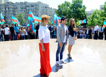 Azerbaijani participant of 'Eurovision' song contest Farid Mammadov laid flowers to the monument of the national leader Heydar Aliyev. Baku, Azerbaijan, May 21, 2013