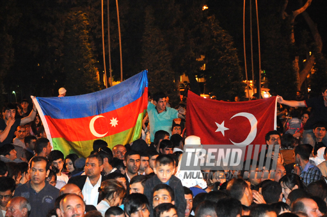 Baku hosts concert and firework celebrations on the occasion of the Day of Republic. Baku, Azerbaijan, May 28, 2013 