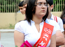 Last bell - symbol of the end of perfect school time. Baku, Azerbaijan, May 31, 2013