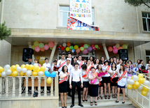 Last bell - symbol of the end of perfect school time. Baku, Azerbaijan, May 31, 2013