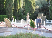 The participants of the Congress visited the graves of national leader Heydar Aliyev and the founder of Azerbaijan's national press Hasan bey Zardabi in the Alley of Honor. Baku, Azerbaijan, July 11, 2013