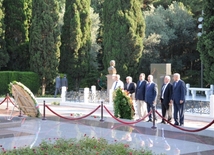 The participants of the Congress visited the graves of national leader Heydar Aliyev and the founder of Azerbaijan's national press Hasan bey Zardabi in the Alley of Honor. Baku, Azerbaijan, July 11, 2013