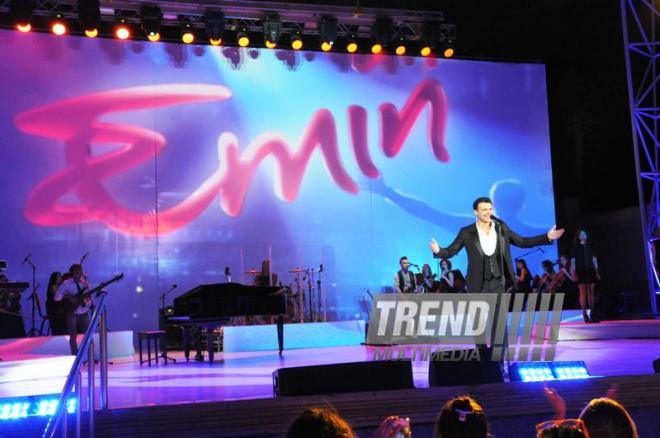 Azerbaijani famous singer and composer EMIN’s annual concert takes place in Green Theater in Baku. Azerbaijan, July 11, 2013 