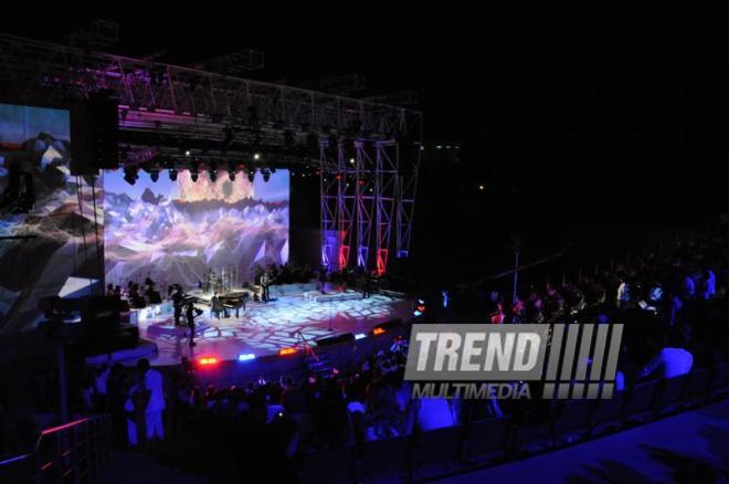 Azerbaijani famous singer and composer EMIN’s annual concert takes place in Green Theater in Baku. Azerbaijan, July 11, 2013 