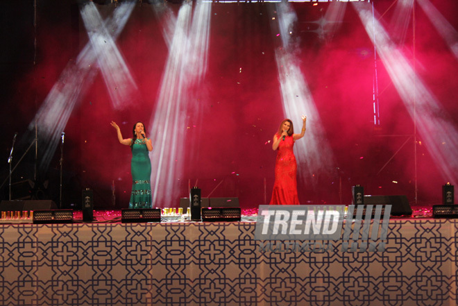 A concert and fireworks on the anniversary of Heydar Aliyev's coming to power in Azerbaijan. Baku, Azerbaijan, July 14, 2013