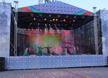 A concert and fireworks on the anniversary of Heydar Aliyev's coming to power in Azerbaijan. Baku, Azerbaijan, July 14, 2013