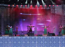 A concert and fireworks on the anniversary of Heydar Aliyev's coming to power in Azerbaijan. Baku, Azerbaijan, July 14, 2013