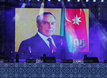 A concert and fireworks on the anniversary of Heydar Aliyev's coming to power in Azerbaijan. Baku, Azerbaijan, July 14, 2013