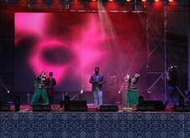 A concert and fireworks on the anniversary of Heydar Aliyev's coming to power in Azerbaijan. Baku, Azerbaijan, July 14, 2013