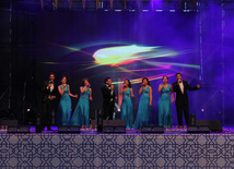 A concert and fireworks on the anniversary of Heydar Aliyev's coming to power in Azerbaijan. Baku, Azerbaijan, July 14, 2013