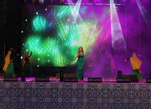 A concert and fireworks on the anniversary of Heydar Aliyev's coming to power in Azerbaijan. Baku, Azerbaijan, July 14, 2013