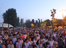 A concert and fireworks on the anniversary of Heydar Aliyev's coming to power in Azerbaijan. Baku, Azerbaijan, July 14, 2013