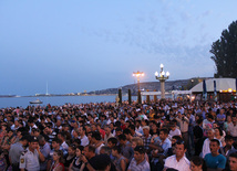 A concert and fireworks on the anniversary of Heydar Aliyev's coming to power in Azerbaijan. Baku, Azerbaijan, July 14, 2013