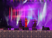 A concert and fireworks on the anniversary of Heydar Aliyev's coming to power in Azerbaijan. Baku, Azerbaijan, July 14, 2013