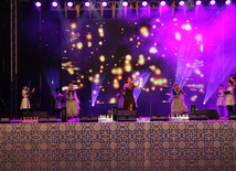 A concert and fireworks on the anniversary of Heydar Aliyev's coming to power in Azerbaijan. Baku, Azerbaijan, July 14, 2013